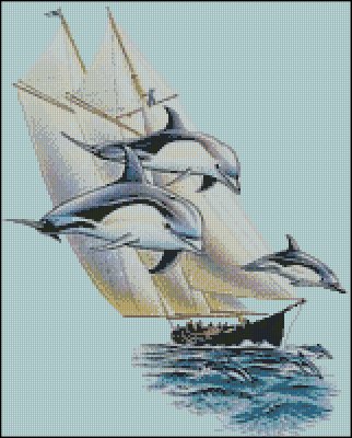 (image for) Dolphins and Ship - Click Image to Close