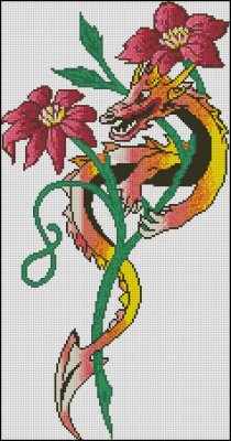 (image for) Flowers and Dragon - Medium Large - Click Image to Close