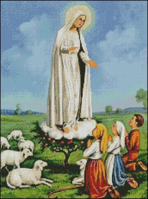 (image for) Our Lady of Fatima and Shepherd Children - Medium Large - Click Image to Close
